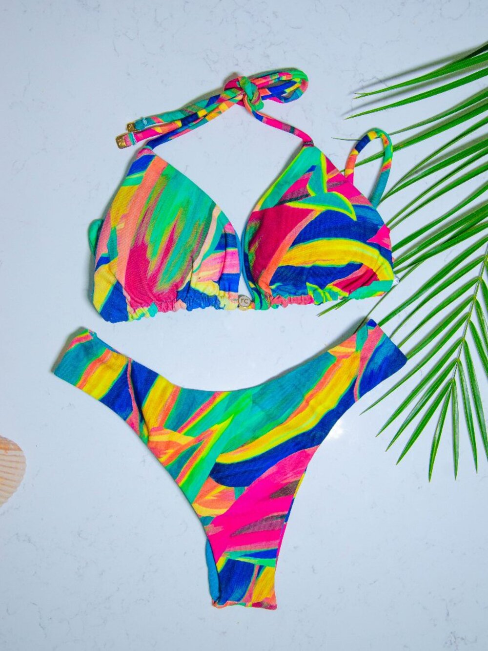 Rio Açu Brazilian Reversible Triangle Bikini Set | Blue | Size M | NWT | UPF 50+